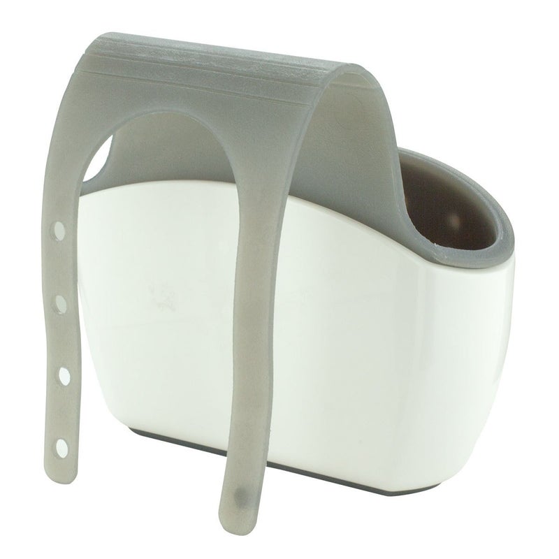 Casabella Sink Sider Faucet Caddy Sponge Holder,White & Grey - Image 4